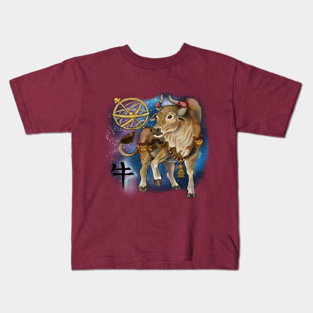 Chinese Zodiac Animal Year of the Ox Kids T-Shirt by Shadowind